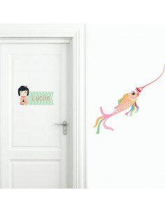 Stickers Asie,Sticker Prénom: Kokeshi Rose 2