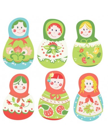 Stickers Russie,Stickers enfant: 6 poupées russes