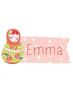 Stickers Prénom,Sticker Prénom: Poupée Russe rose