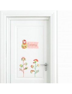 Stickers Prénom,Sticker Prénom: Poupée Russe rose 2