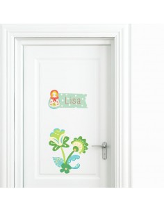 Stickers Russie,Sticker enfant: Fleur Russe verte 2