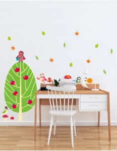 Stickers Forêt,Sticker forêt: Pommier et pommes 2