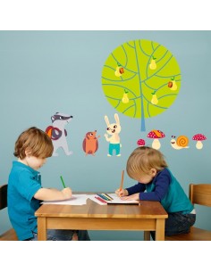 Stickers Forêt,Sticker forêt: Lapin & Hérisson 2