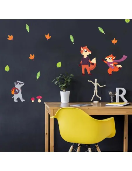 Stickers Forêt,Sticker forêt: frise feuilles