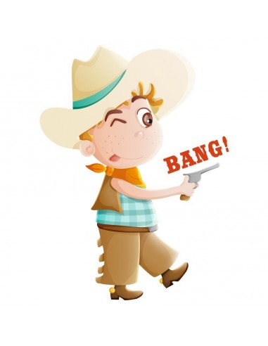 Stickers Indiens & Cowboys,Sticker Cowboy et son Pistolet Bang