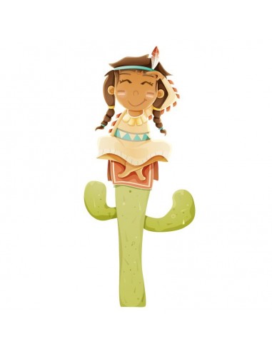 Stickers Indiens & Cowboys,Sticker Indienne sur son Cactus