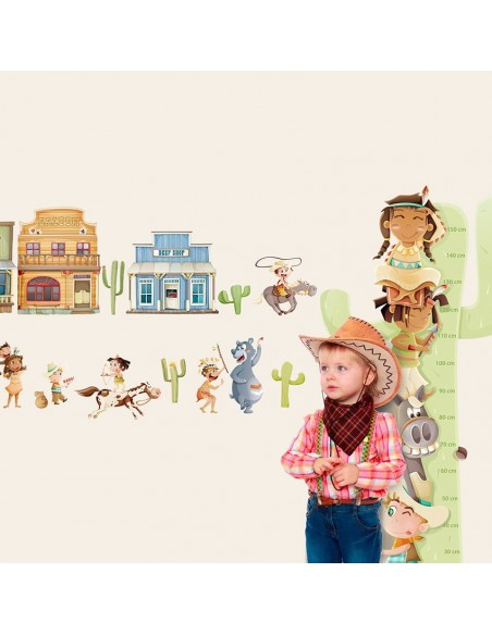 Stickers Indiens & Cowboys,Grande Planche de 22 Stickers
