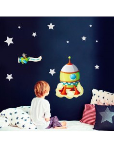 Stickers Espace,Sticker Transports: Fusée Verte 2