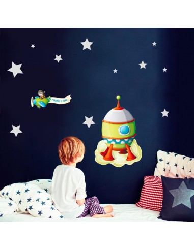 Stickers Espace,Sticker Transports: Fusée Verte Stickers Espace,Sticker Transports: Fusée Verte