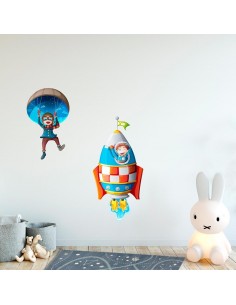 Stickers Espace,Sticker Transports: Fusée & Pilote 2