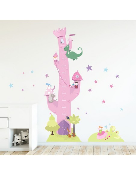 Stickers Fée & Princesse,Sticker Toise Princesse Tour Rose