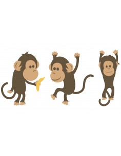 Stickers Jungle & Savane,Sticker enfant: 3 singes